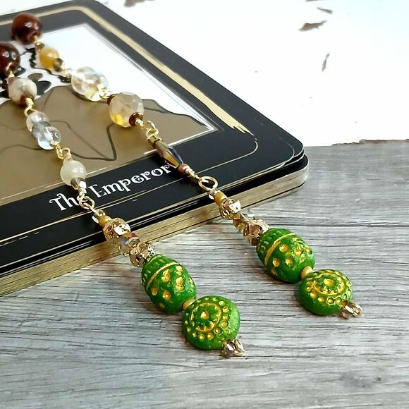 Dowsing Pendulum, Divination Tools, Clay Obsidian Agate Hematite, 1 PC - Picture 9 of 10